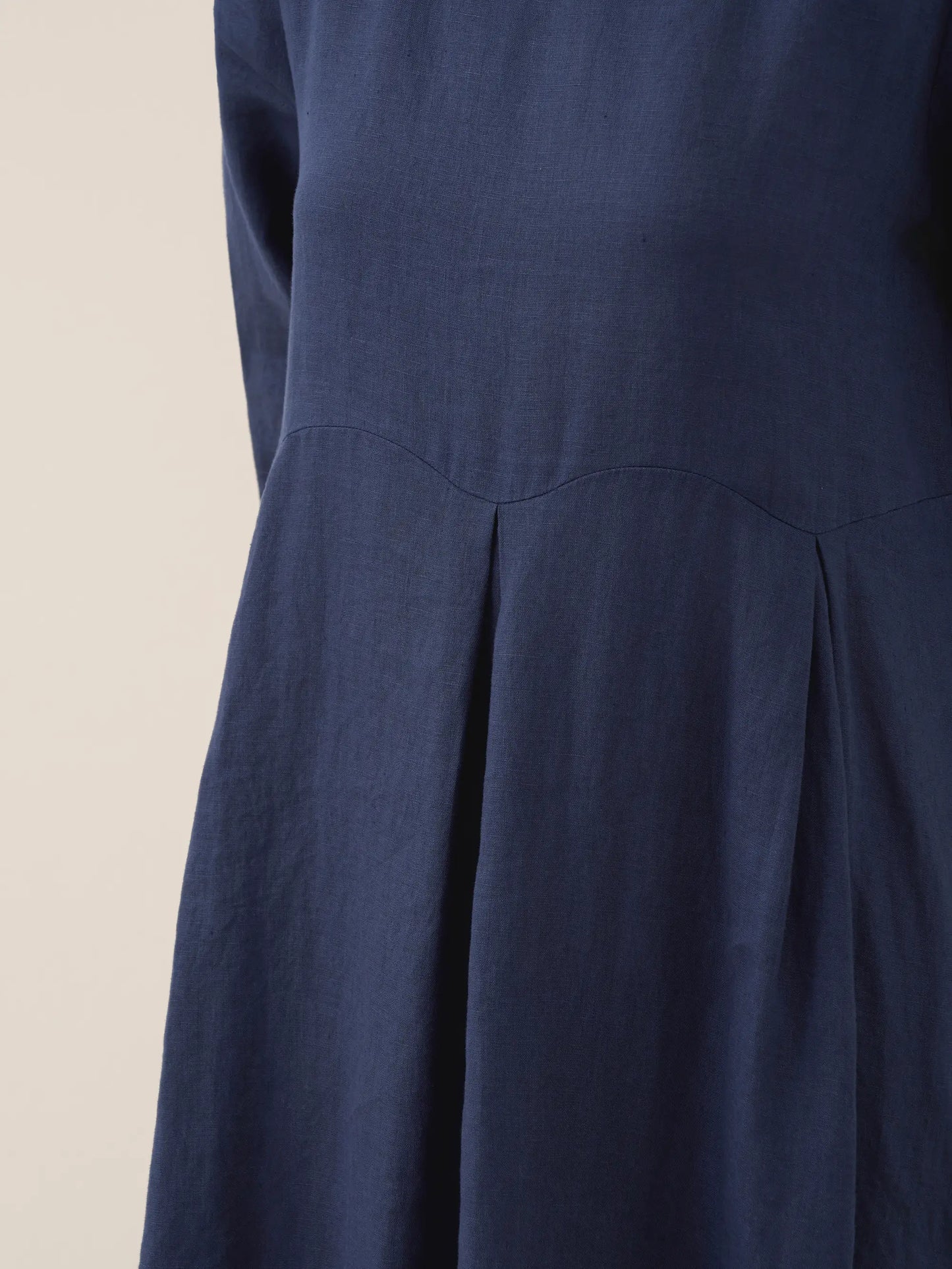 100% Linen Bateau Neck Pleated Midi Dress ABIGAIL