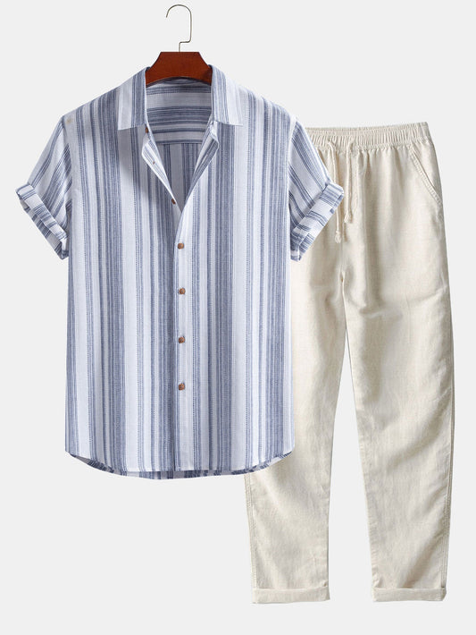 DIEGO | Conjunto Camisa de Rayas y Pantalón de Lino