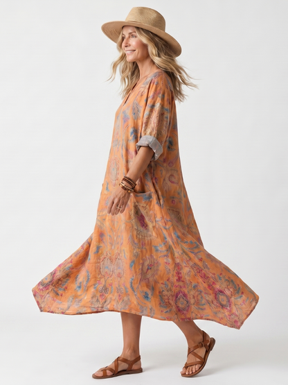 REMI™ | Vestido Holgado Estampado de Elegancia Natural