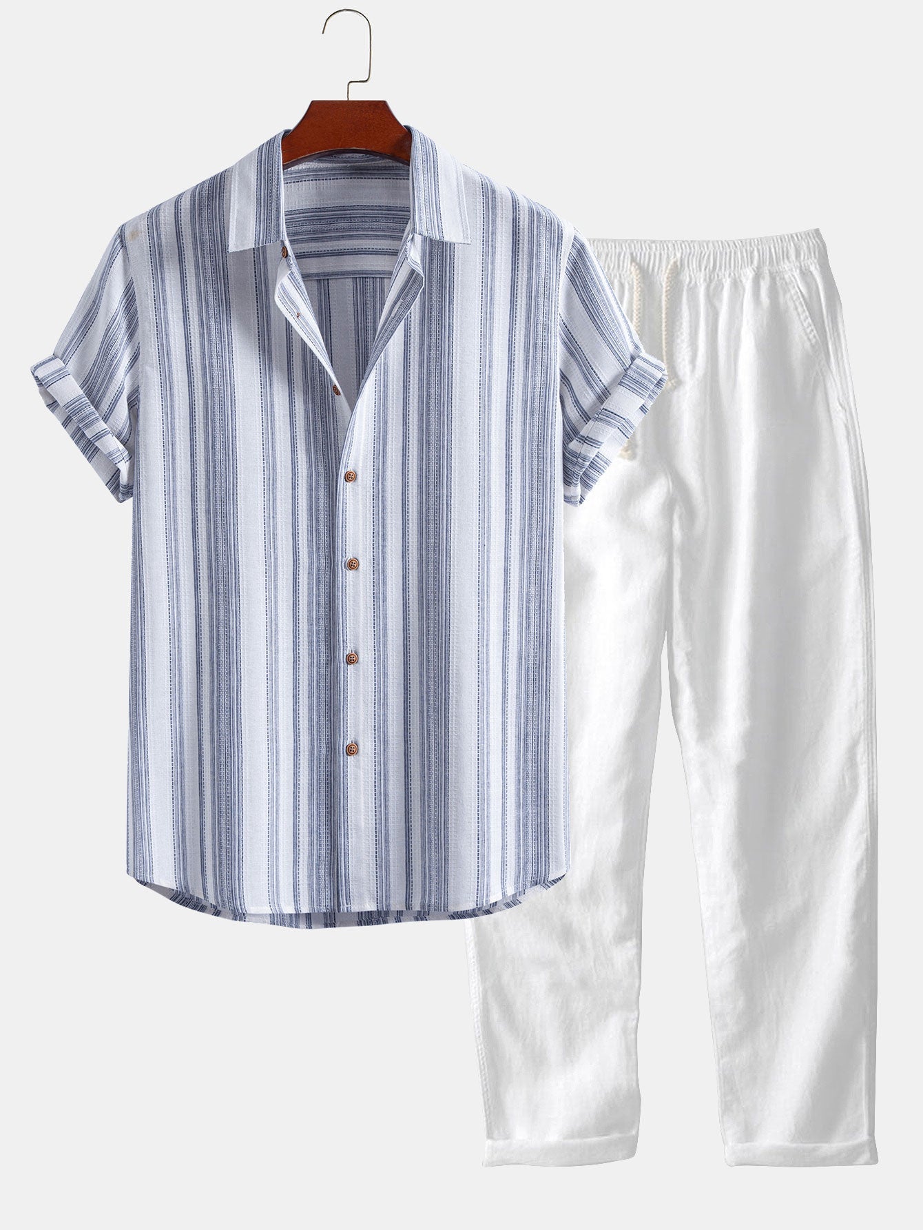 DIEGO | Conjunto Camisa de Rayas y Pantalón de Lino