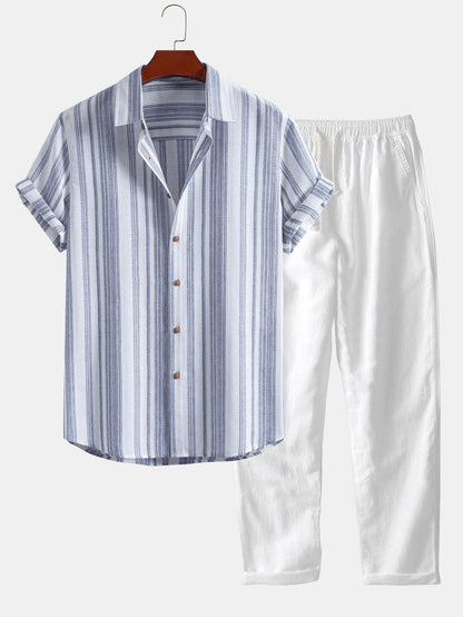 DIEGO | Conjunto Camisa de Rayas y Pantalón de Lino