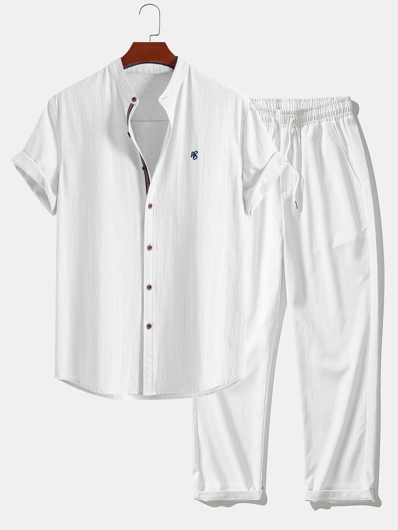 IVÁN | Conjunto Camisa Cuello Mao y Pantalón Texturizado