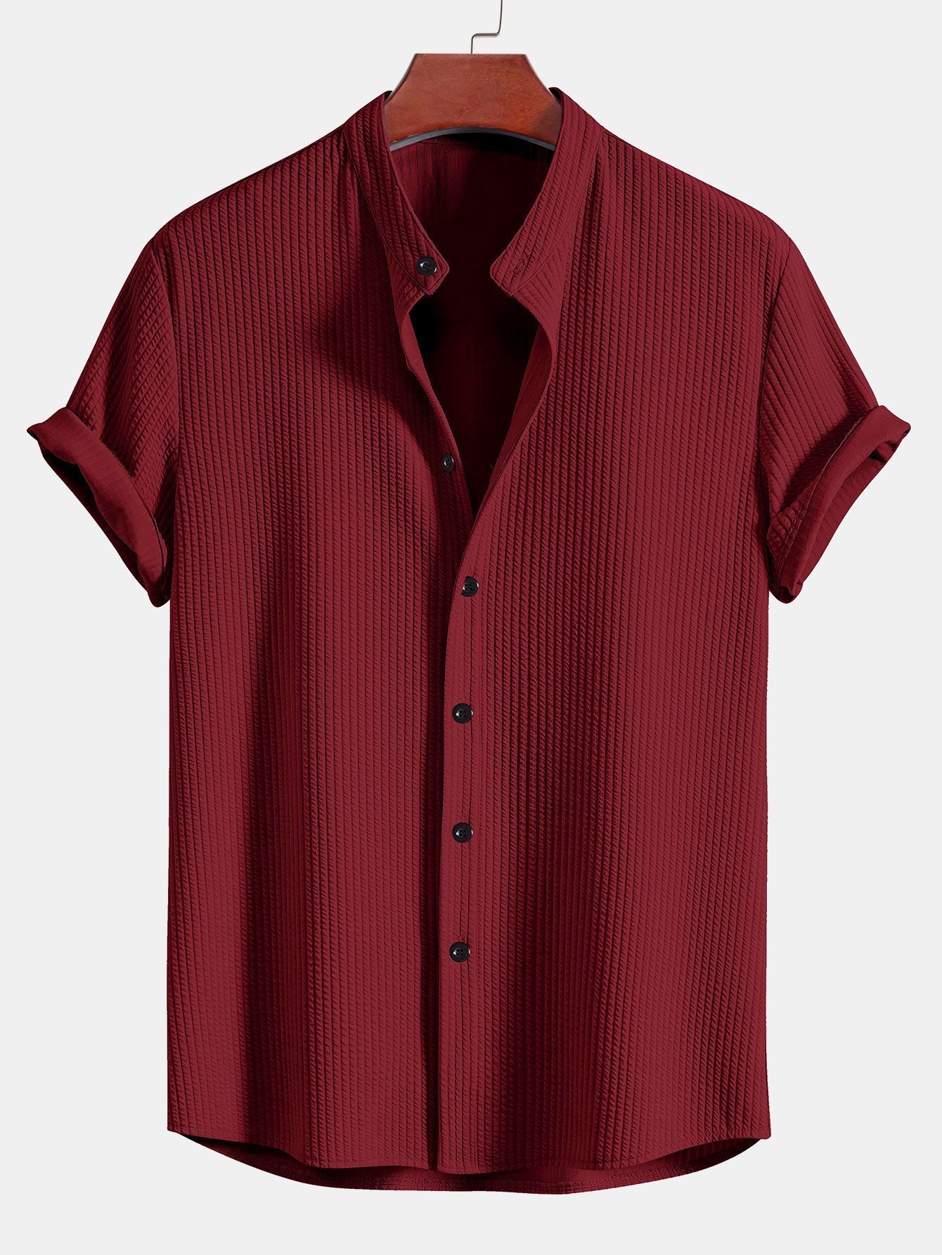 VALERIO | Camisa de cuello alto acanalada de corte ajustado.