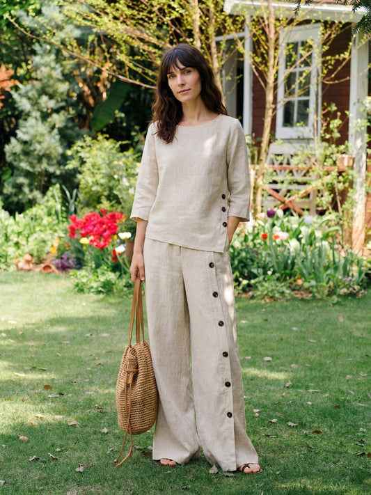 KATYA | Pantalón de lino de pierna recta