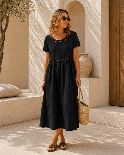 Xisca - Vestido Midi Bordado de Algodón