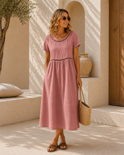 Xisca - Vestido Midi Bordado de Algodón