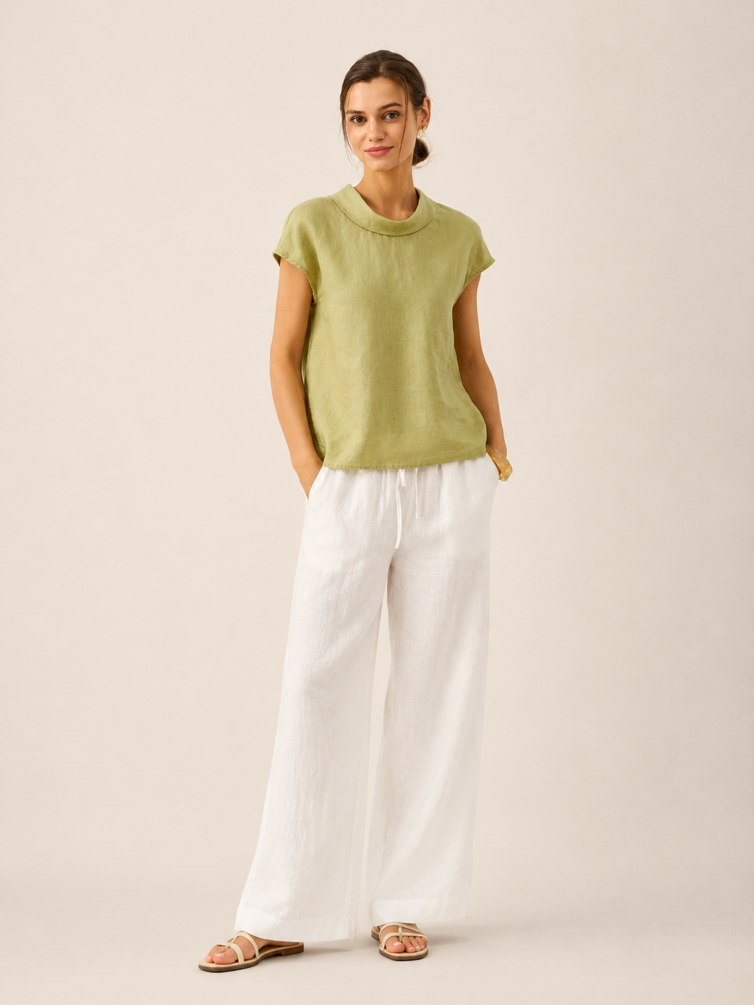 IVONNE | Blusa de lino con cuello camisero