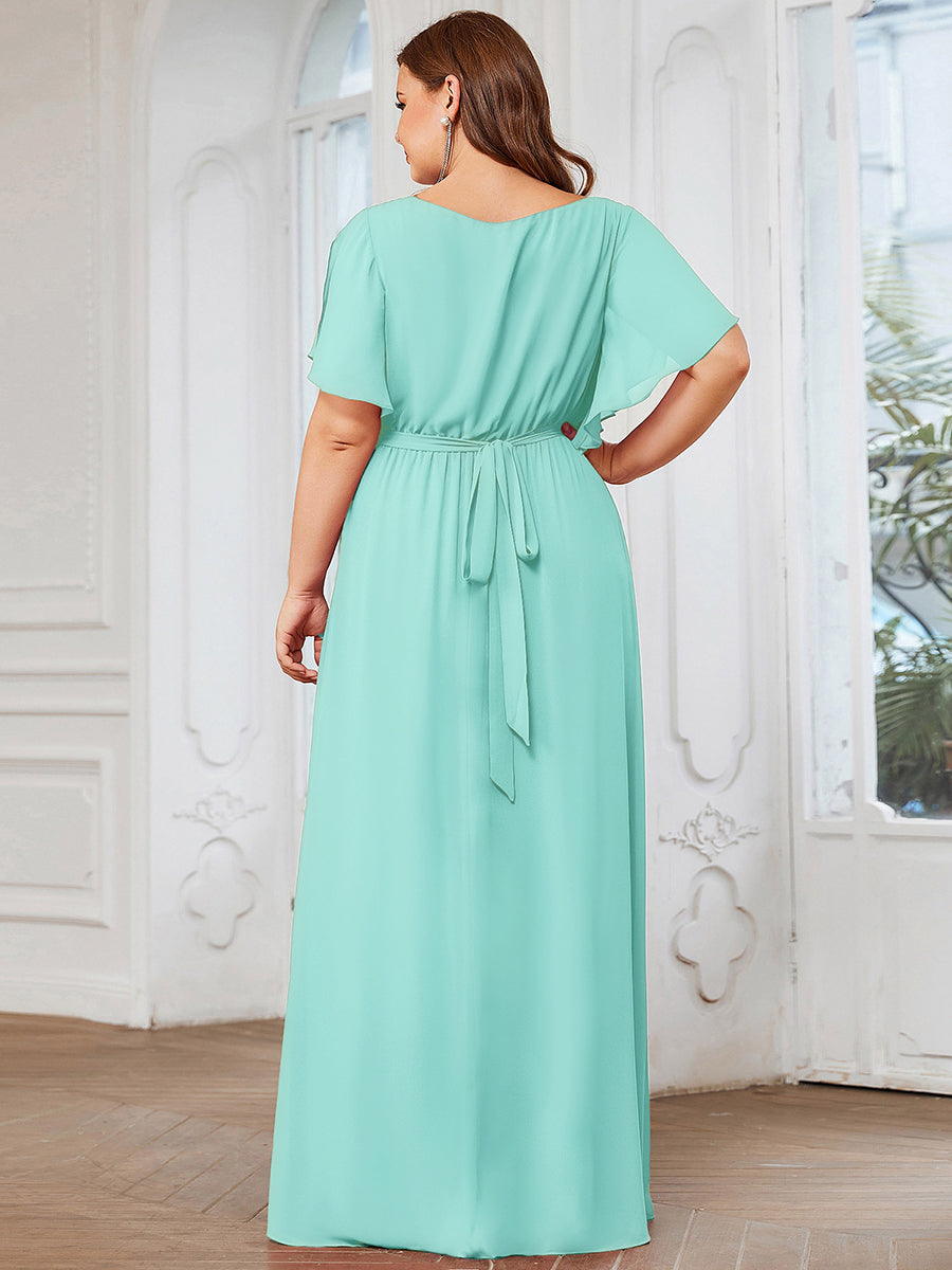 LEORA™ | Vestido de Dama de Honor de Gasa con Escote en V