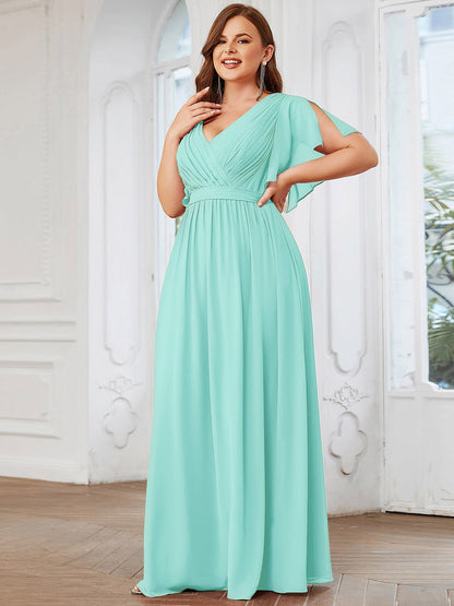 LEORA™ | Vestido de Dama de Honor de Gasa con Escote en V