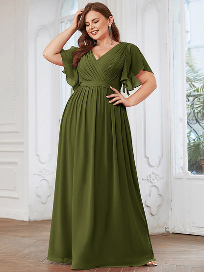 LEORA™ | Vestido de Dama de Honor de Gasa con Escote en V