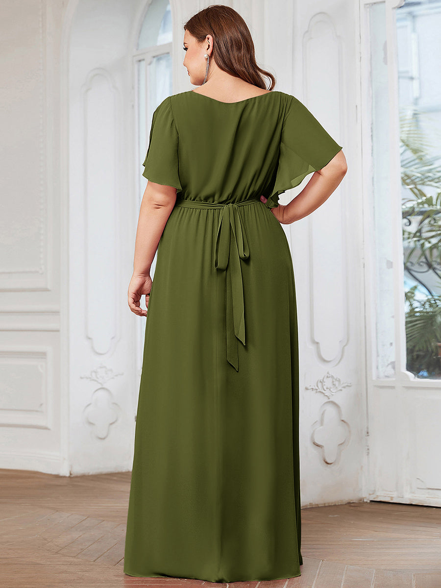 LEORA™ | Vestido de Dama de Honor de Gasa con Escote en V