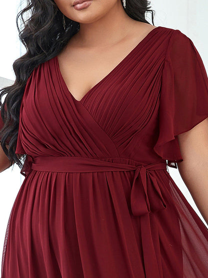 LEORA™ | Vestido de Dama de Honor de Gasa con Escote en V