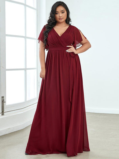 LEORA™ | Vestido de Dama de Honor de Gasa con Escote en V