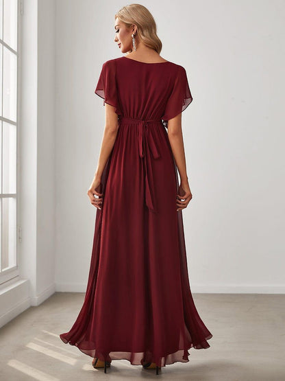 LEORA™ | Vestido de Dama de Honor de Gasa con Escote en V