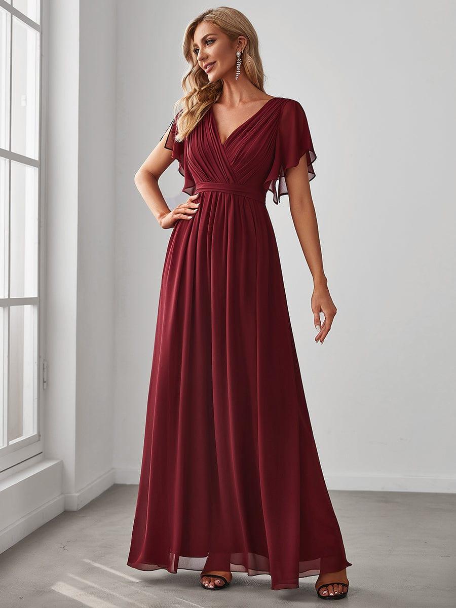 LEORA™ | Vestido de Dama de Honor de Gasa con Escote en V
