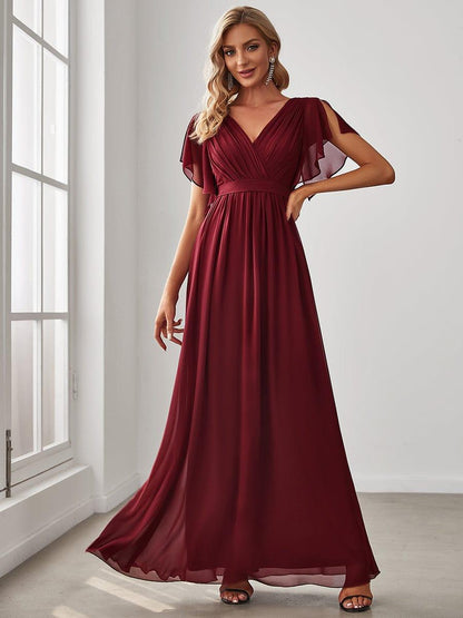 LEORA™ | Vestido de Dama de Honor de Gasa con Escote en V