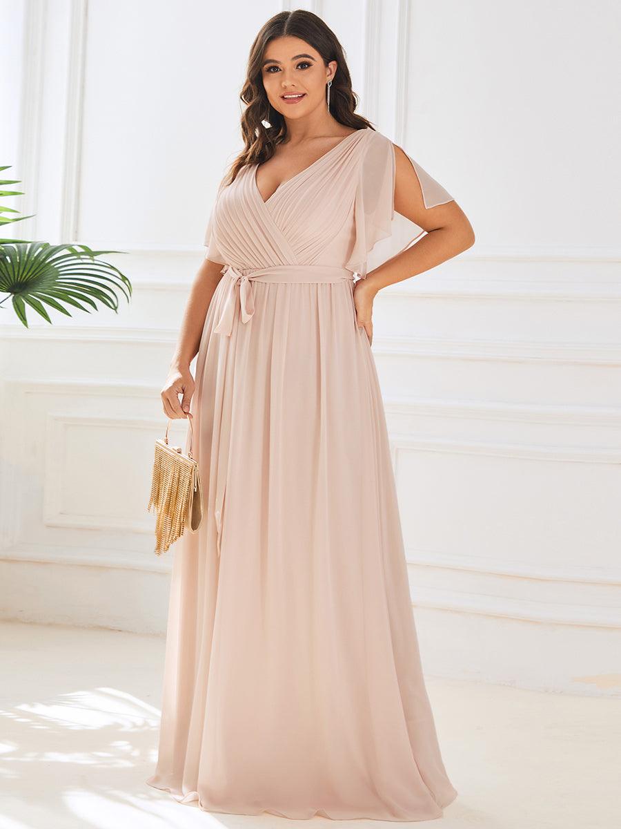 LEORA™ | Vestido de Dama de Honor de Gasa con Escote en V