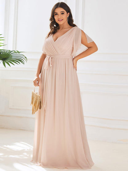 LEORA™ | Vestido de Dama de Honor de Gasa con Escote en V