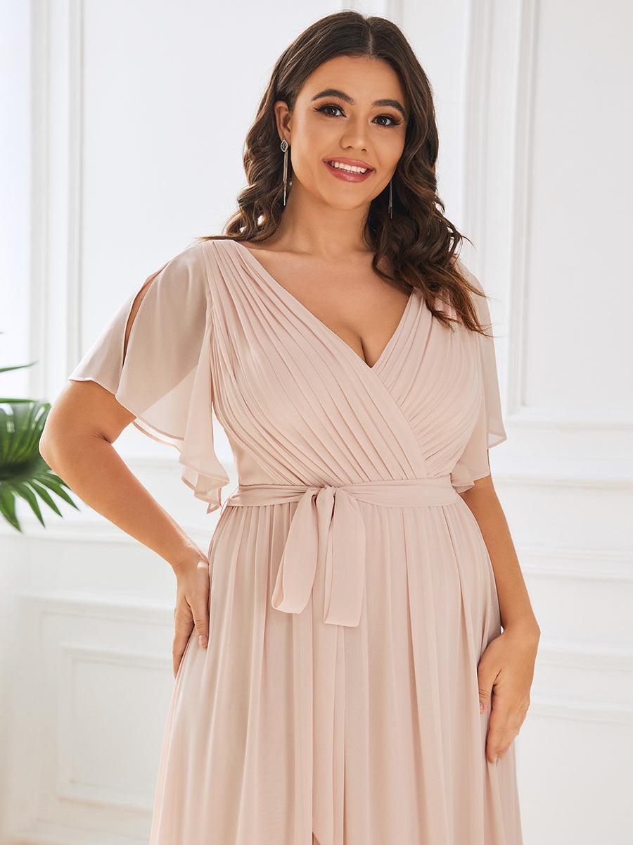 LEORA™ | Vestido de Dama de Honor de Gasa con Escote en V