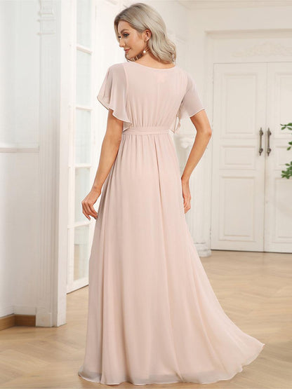 LEORA™ | Vestido de Dama de Honor de Gasa con Escote en V