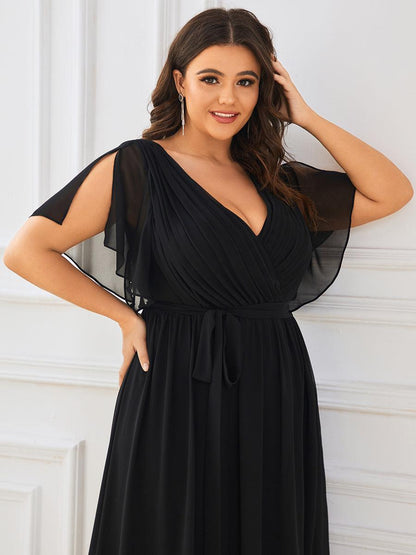 LEORA™ | Vestido de Dama de Honor de Gasa con Escote en V