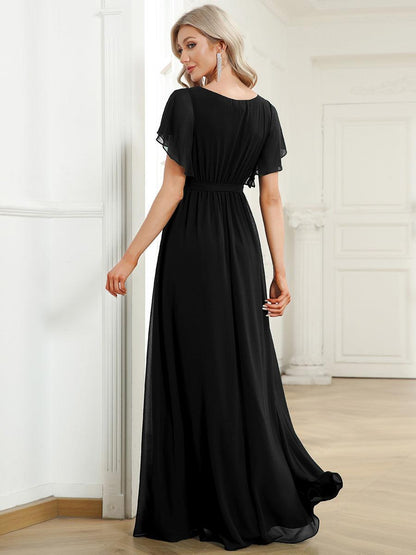 LEORA™ | Vestido de Dama de Honor de Gasa con Escote en V
