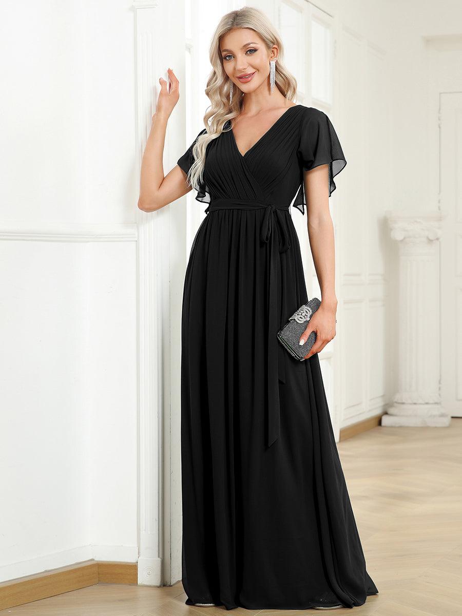 LEORA™ | Vestido de Dama de Honor de Gasa con Escote en V