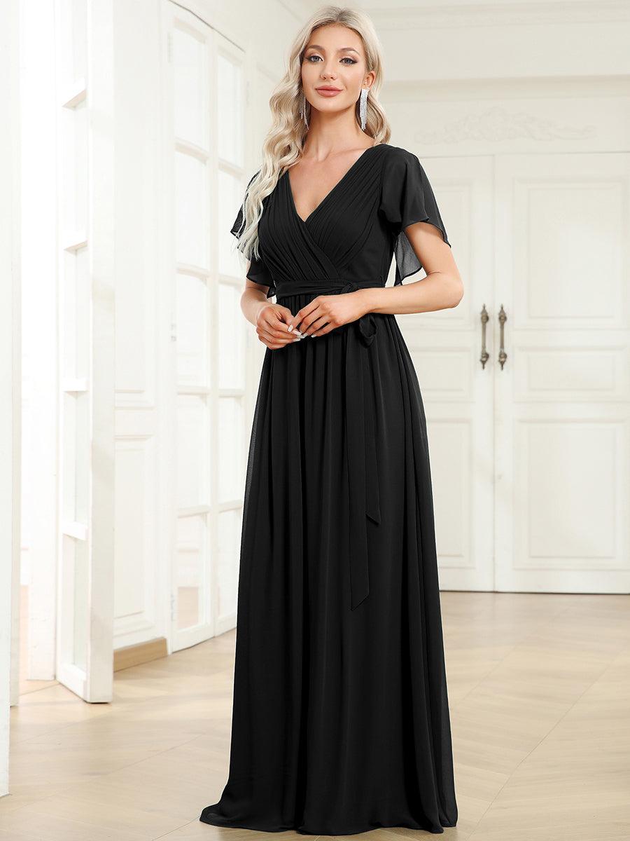 LEORA™ | Vestido de Dama de Honor de Gasa con Escote en V