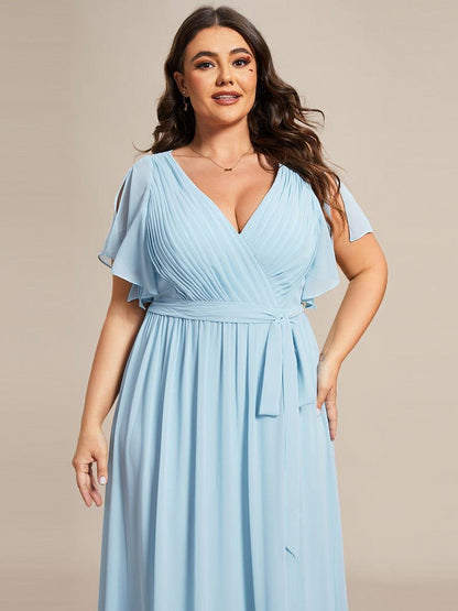 LEORA™ | Vestido de Dama de Honor de Gasa con Escote en V
