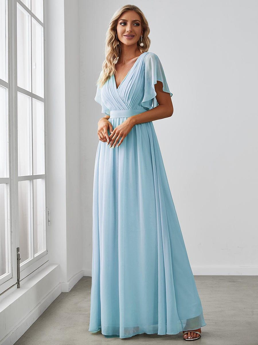 LEORA™ | Vestido de Dama de Honor de Gasa con Escote en V