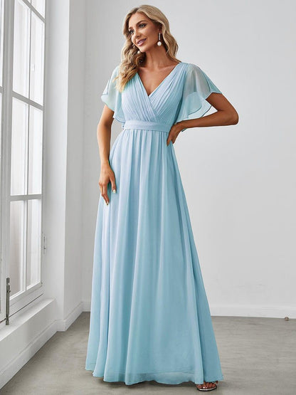 LEORA™ | Vestido de Dama de Honor de Gasa con Escote en V