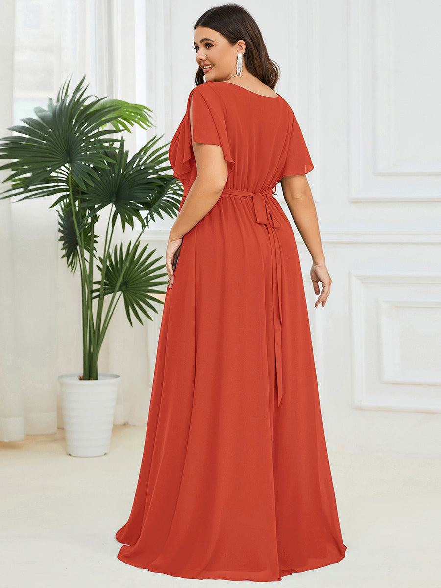 LEORA™ | Vestido de Dama de Honor de Gasa con Escote en V