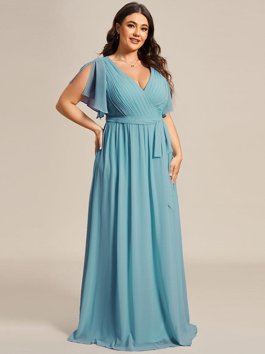 LEORA™ | Vestido de Dama de Honor de Gasa con Escote en V