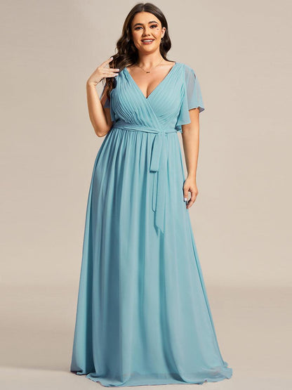 LEORA™ | Vestido de Dama de Honor de Gasa con Escote en V