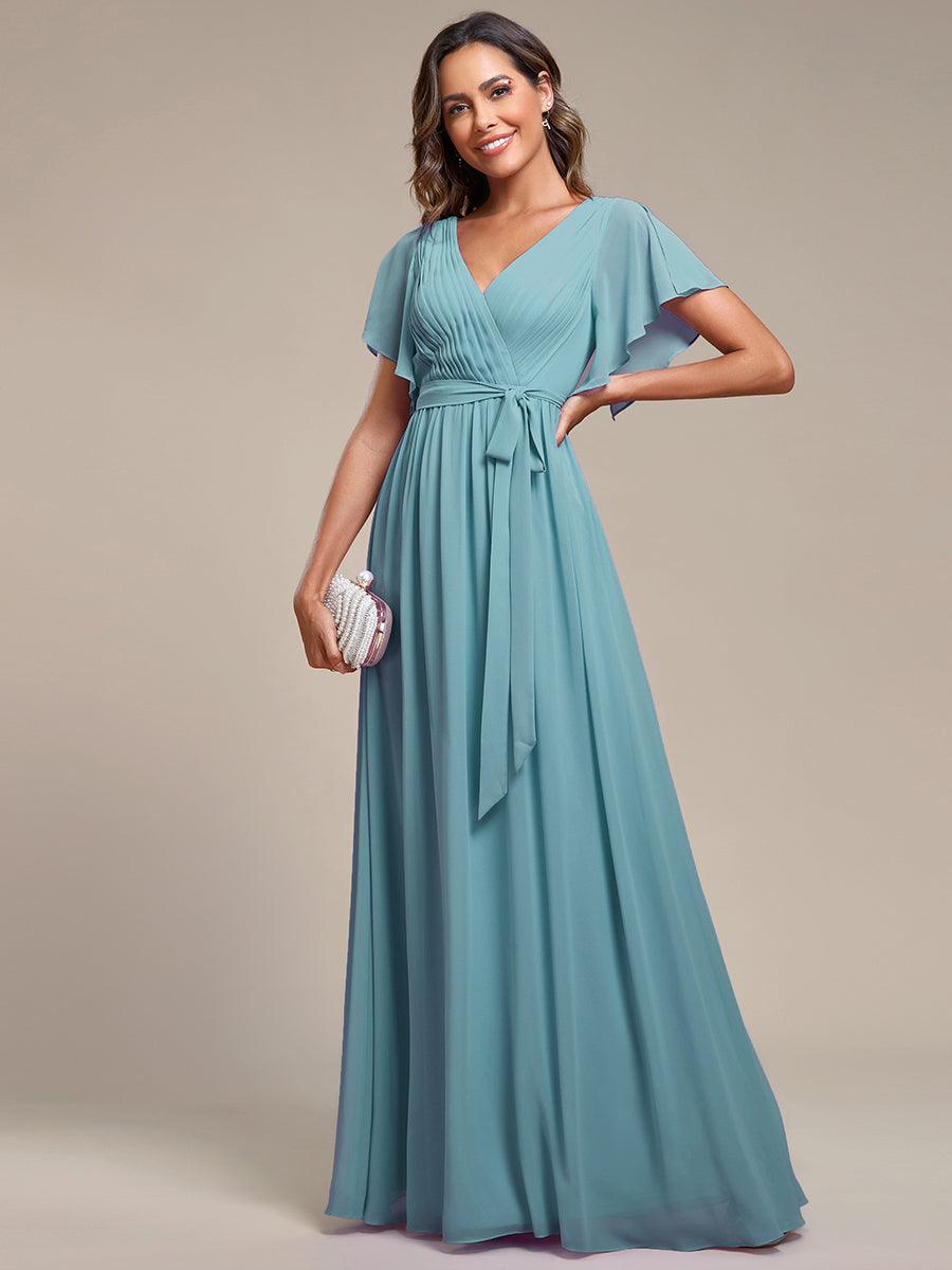 LEORA™ | Vestido de Dama de Honor de Gasa con Escote en V