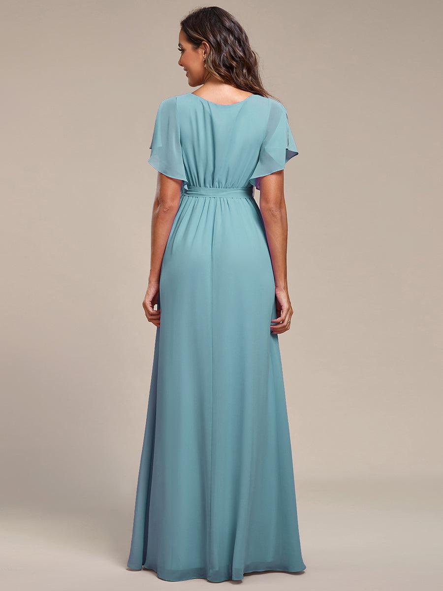 LEORA™ | Vestido de Dama de Honor de Gasa con Escote en V