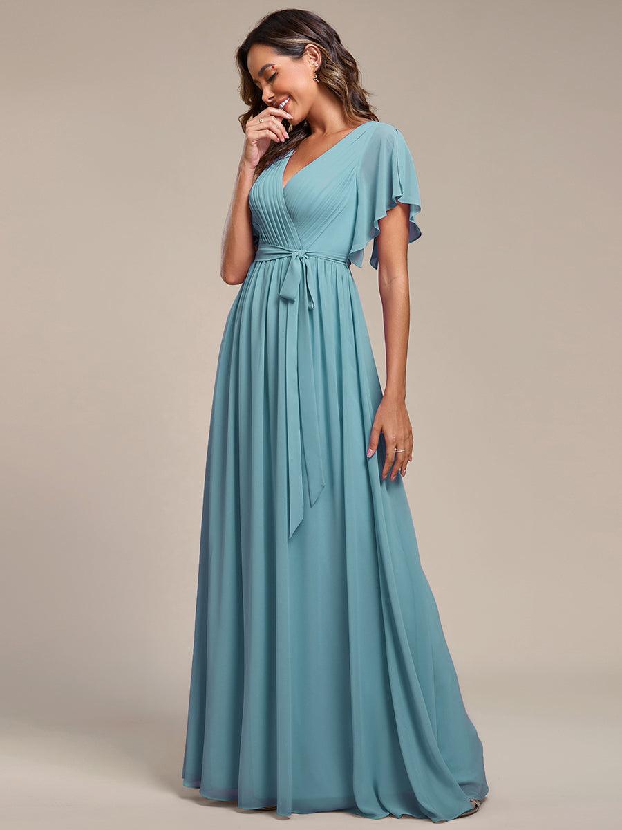 LEORA™ | Vestido de Dama de Honor de Gasa con Escote en V