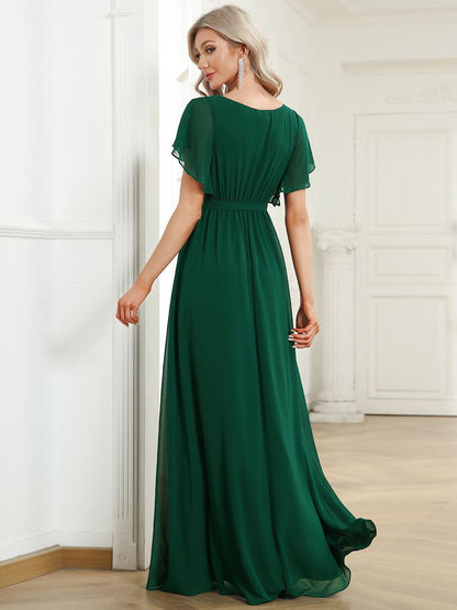 LEORA™ | Vestido de Dama de Honor de Gasa con Escote en V