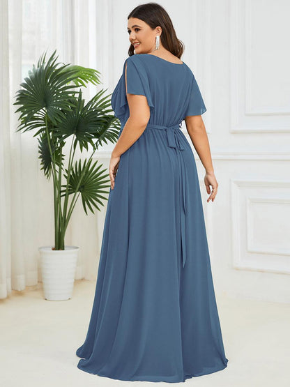 LEORA™ | Vestido de Dama de Honor de Gasa con Escote en V