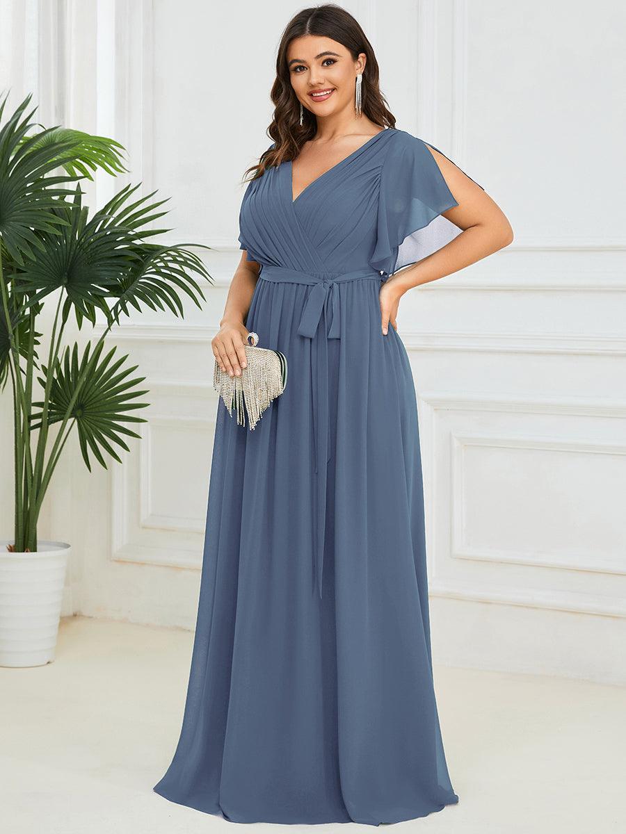 LEORA™ | Vestido de Dama de Honor de Gasa con Escote en V