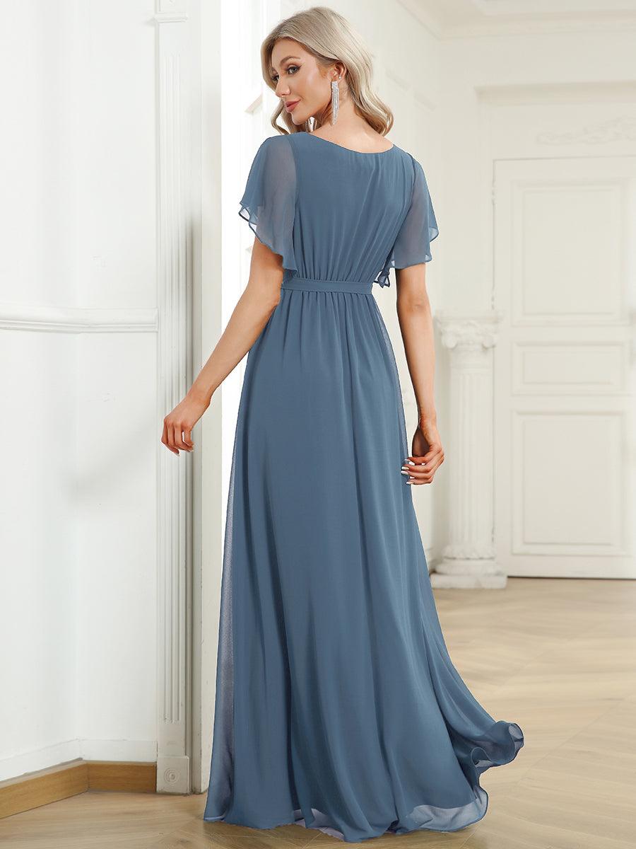 LEORA™ | Vestido de Dama de Honor de Gasa con Escote en V