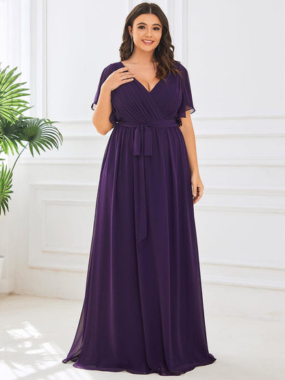 LEORA™ | Vestido de Dama de Honor de Gasa con Escote en V