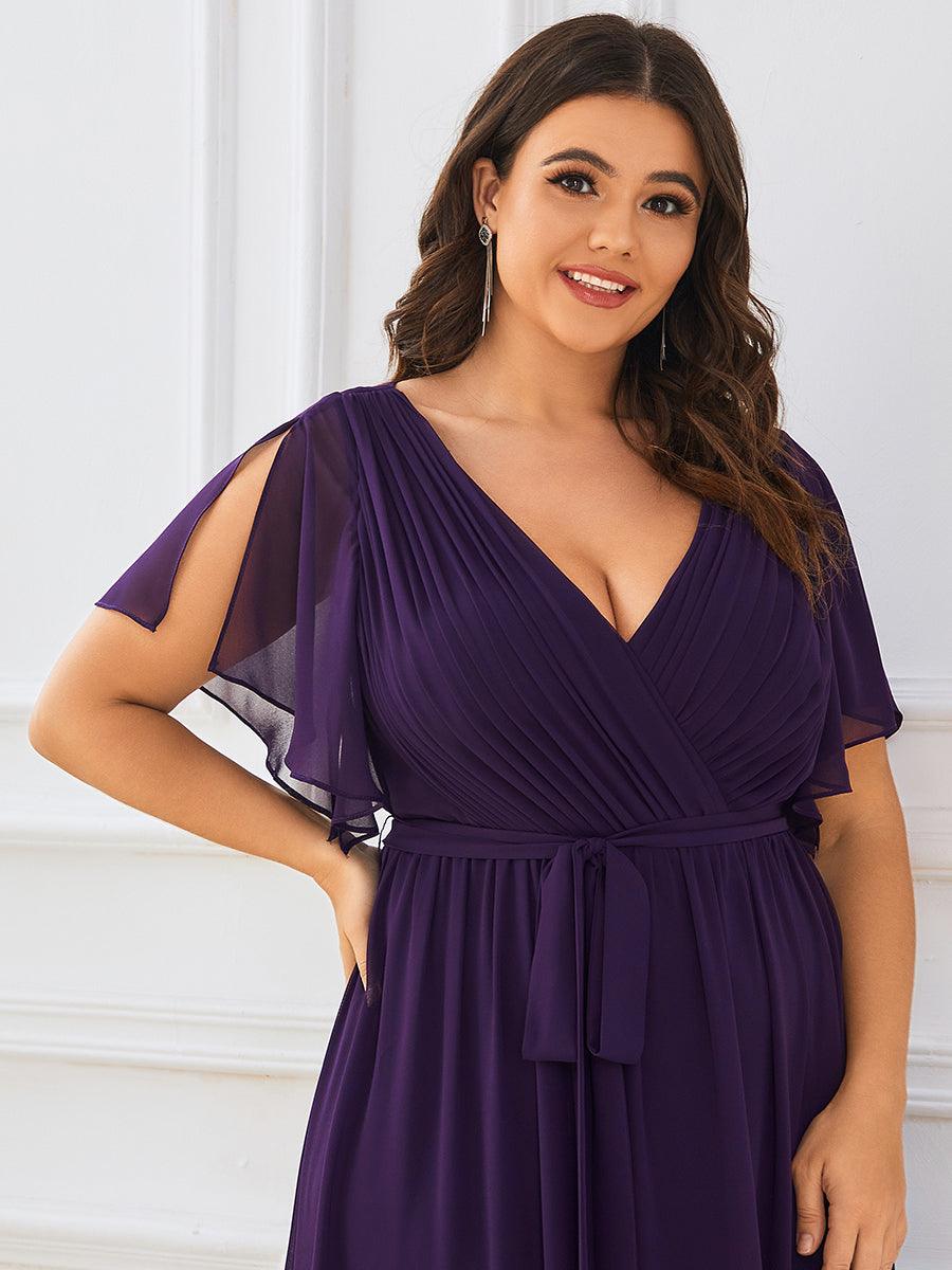 LEORA™ | Vestido de Dama de Honor de Gasa con Escote en V