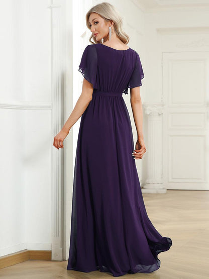 LEORA™ | Vestido de Dama de Honor de Gasa con Escote en V