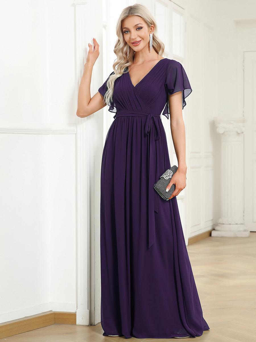 LEORA™ | Vestido de Dama de Honor de Gasa con Escote en V