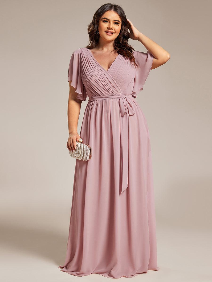 LEORA™ | Vestido de Dama de Honor de Gasa con Escote en V