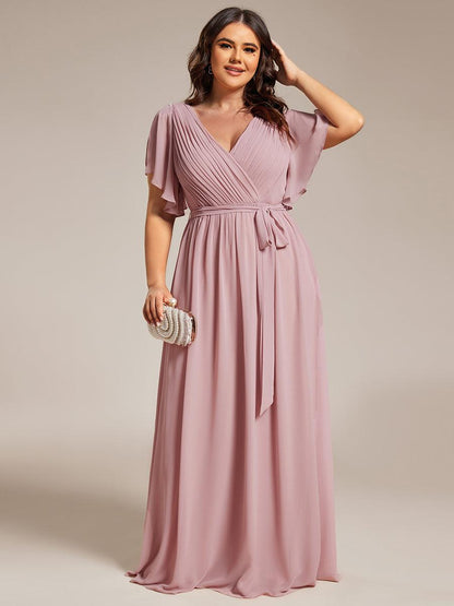 LEORA™ | Vestido de Dama de Honor de Gasa con Escote en V