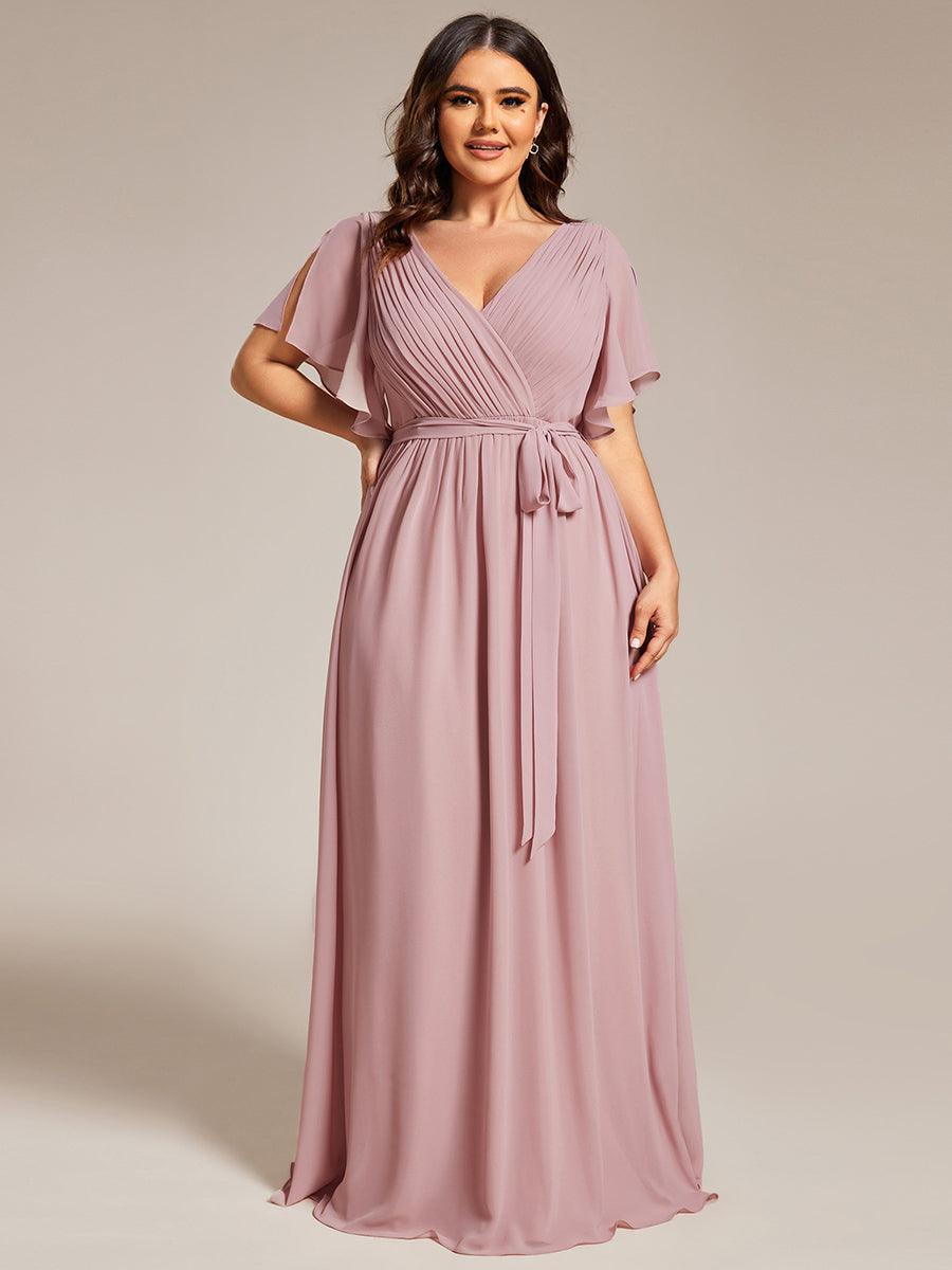 LEORA™ | Vestido de Dama de Honor de Gasa con Escote en V