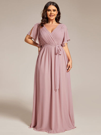LEORA™ | Vestido de Dama de Honor de Gasa con Escote en V