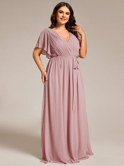 LEORA™ | Vestido de Dama de Honor de Gasa con Escote en V